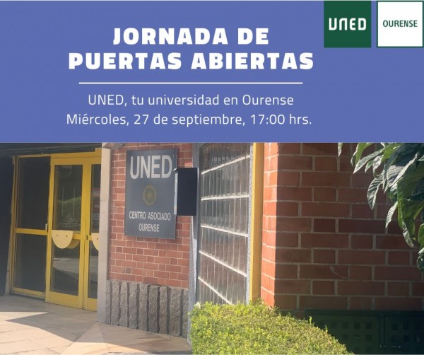 Jornada de Puertas Abiertas en UNED Ourense el día 27 de septiembre